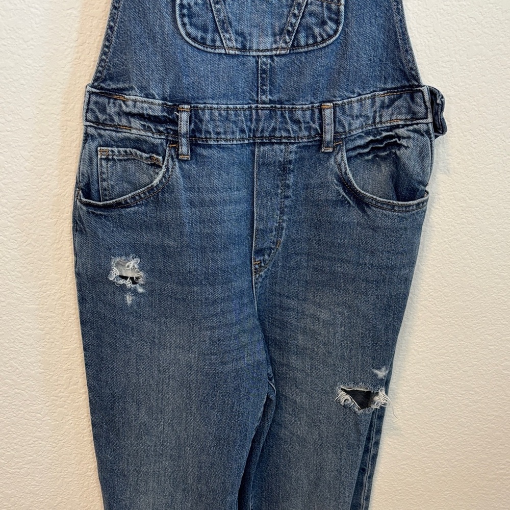 GAP Medium Wash Denim Girls Distressed Kids Overalls XXL - Picture 8 of 12